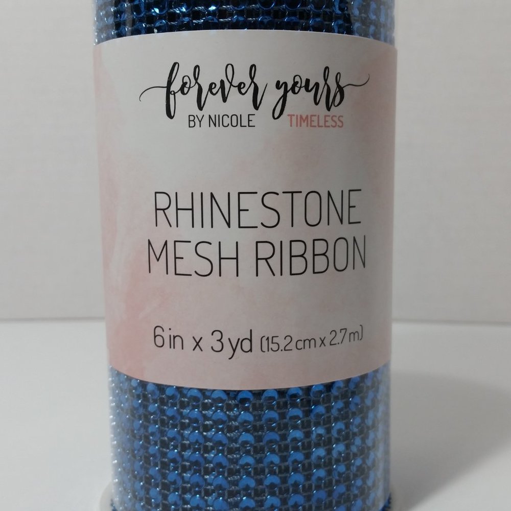 Rhinestone Mesh Ribbon Blue - Picture 3 of 6
